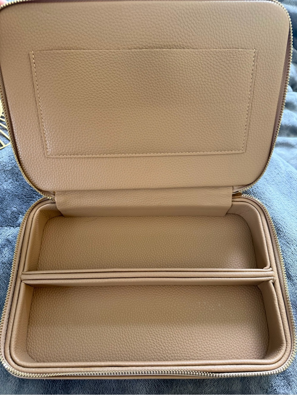Pebbled Tan Travel Jewelry Case - Compact Organizer